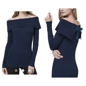 White House Black Market Midnight Blue Off-Shoulder Sweater size Med